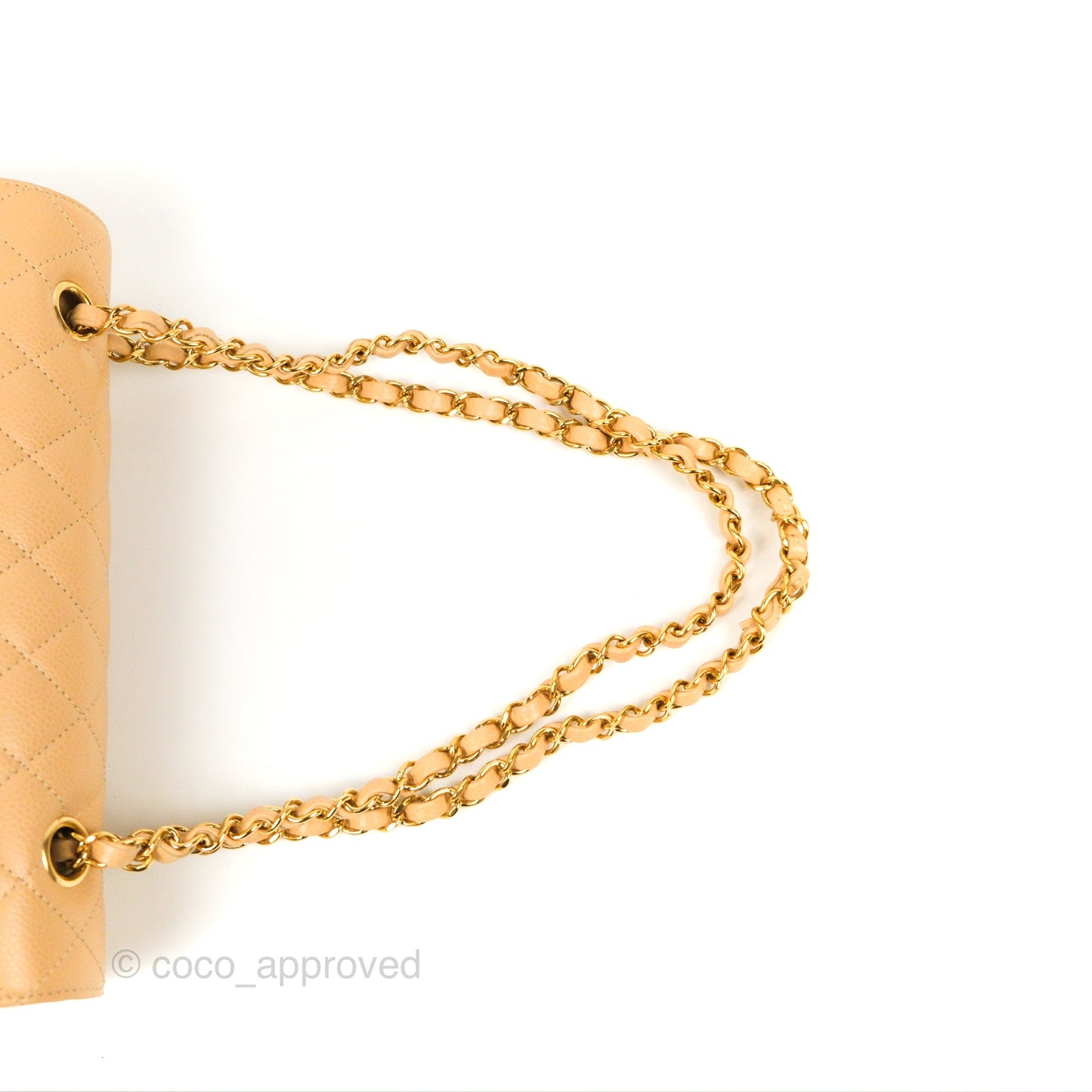 Chanel Classic M/L Medium Flap Quilted Beige Caviar Gold Hardware