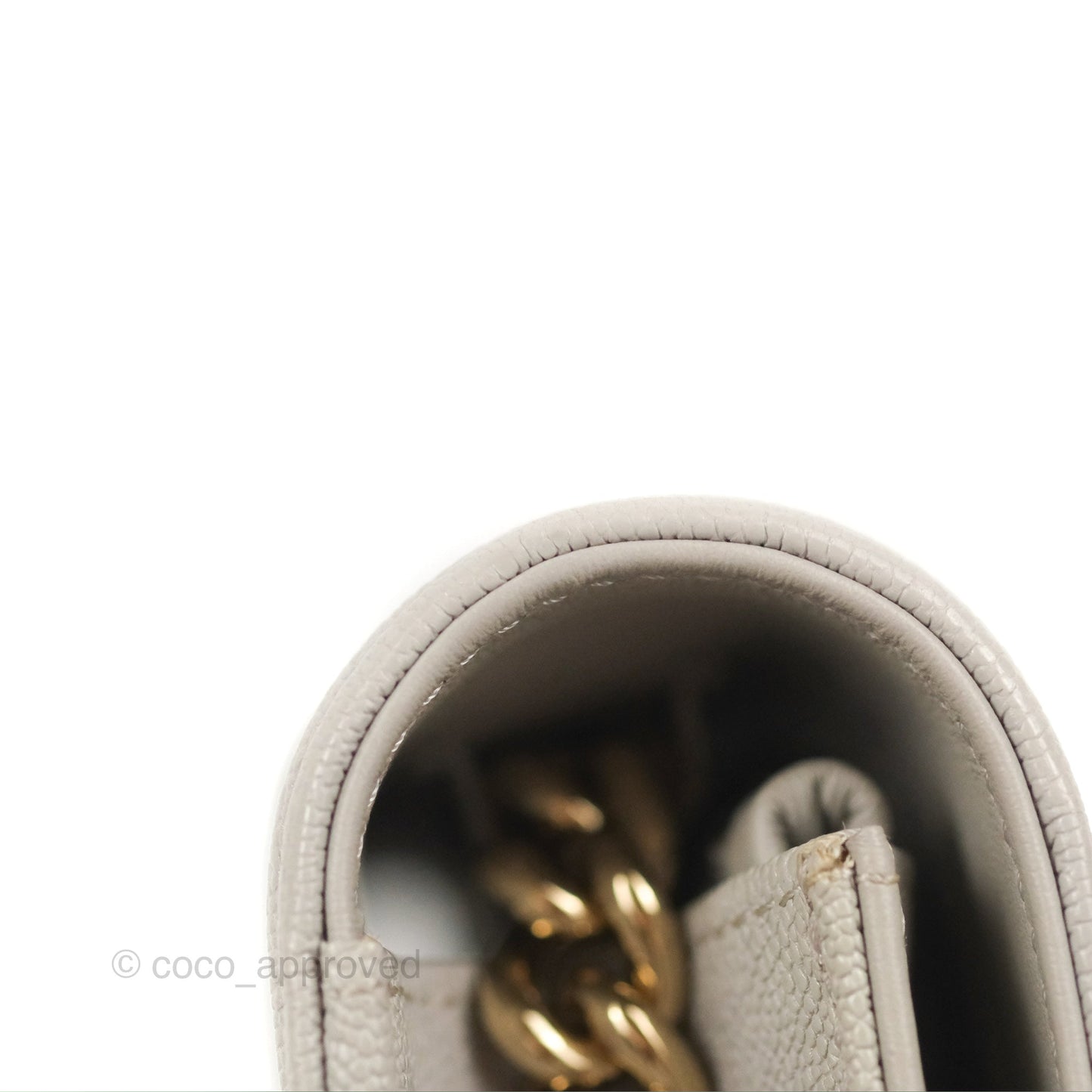 Chanel Quilted Boy Wallet on Chain WOC Light Grey Caviar Gold Hardware