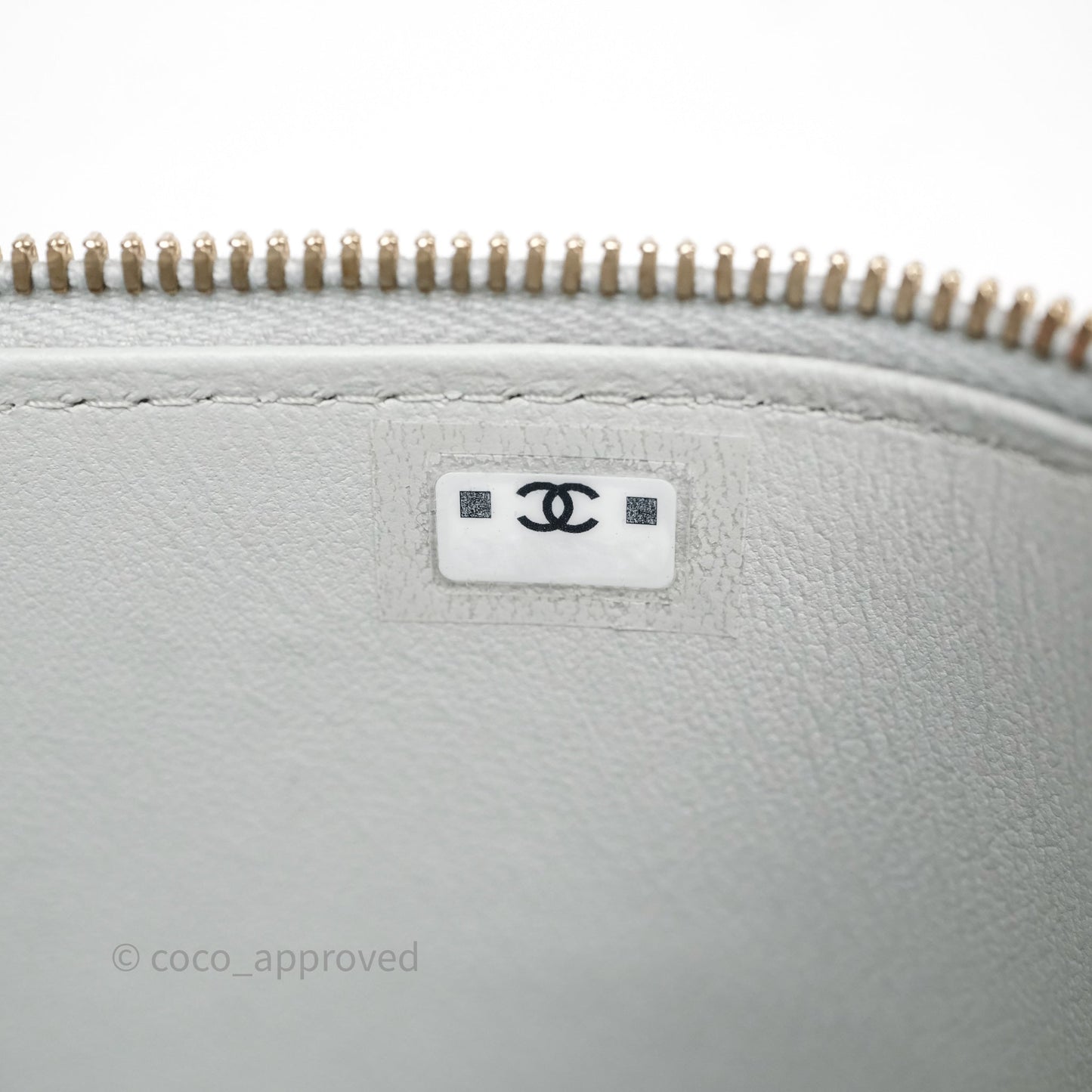 Chanel Quilted Vanity Rectangular with Camellia Adjustable Chain Blue Grey Lambskin Aged Gold Hardware