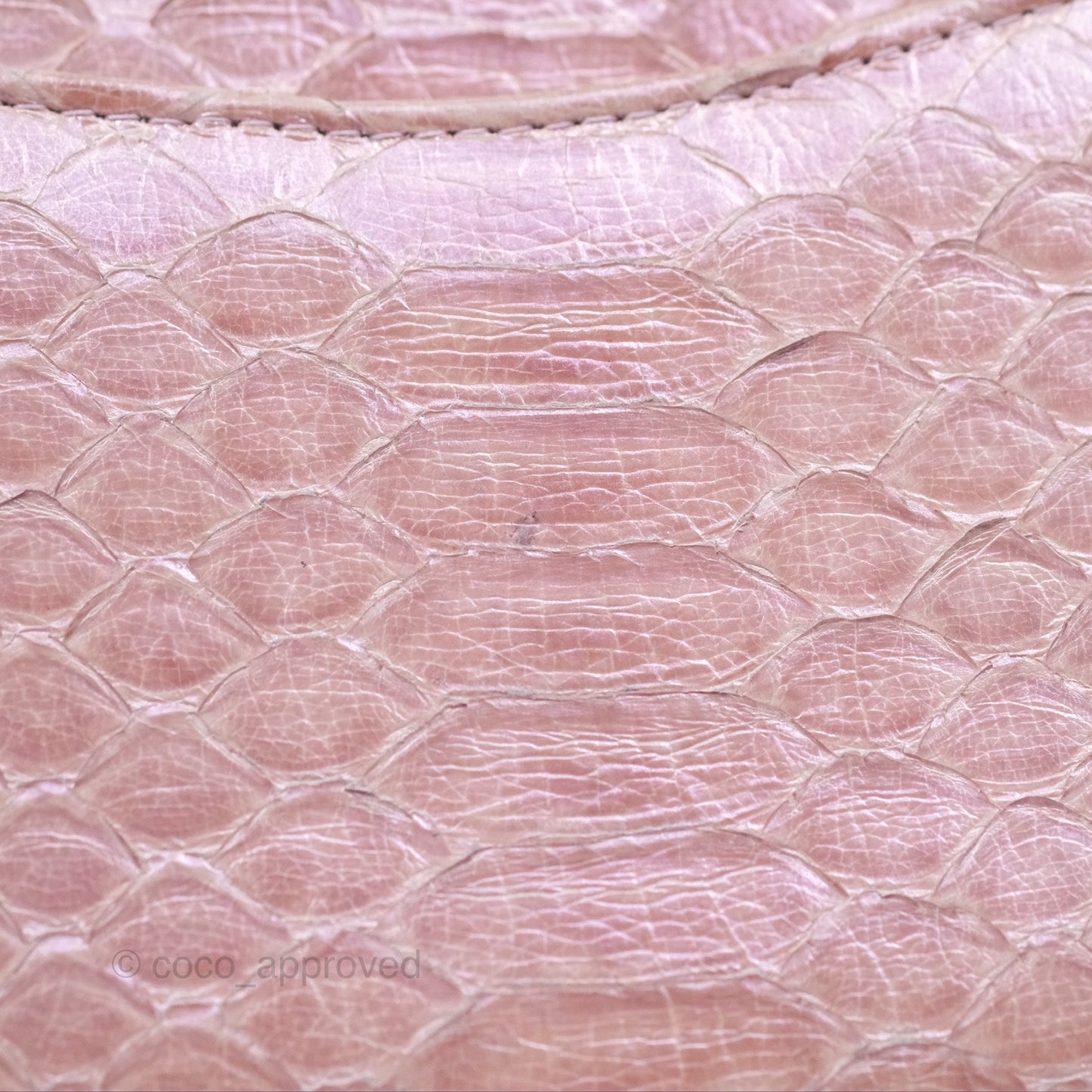 Chanel Classic M/L Medium Flap Quilted Iridescent Pink Python Gold Hardware