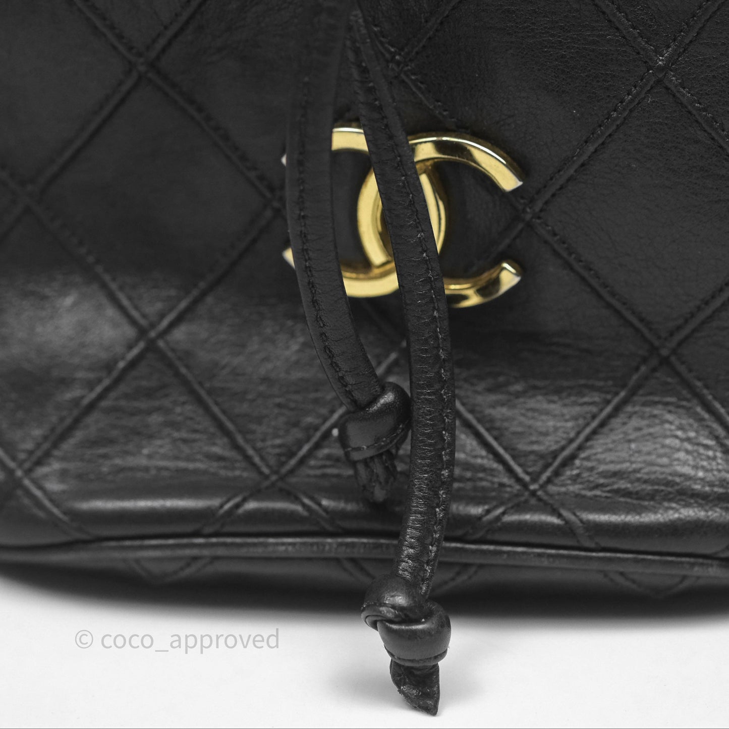 Chanel Vintage Mini CC Bucket Bag Black Lambskin Gold Hardware