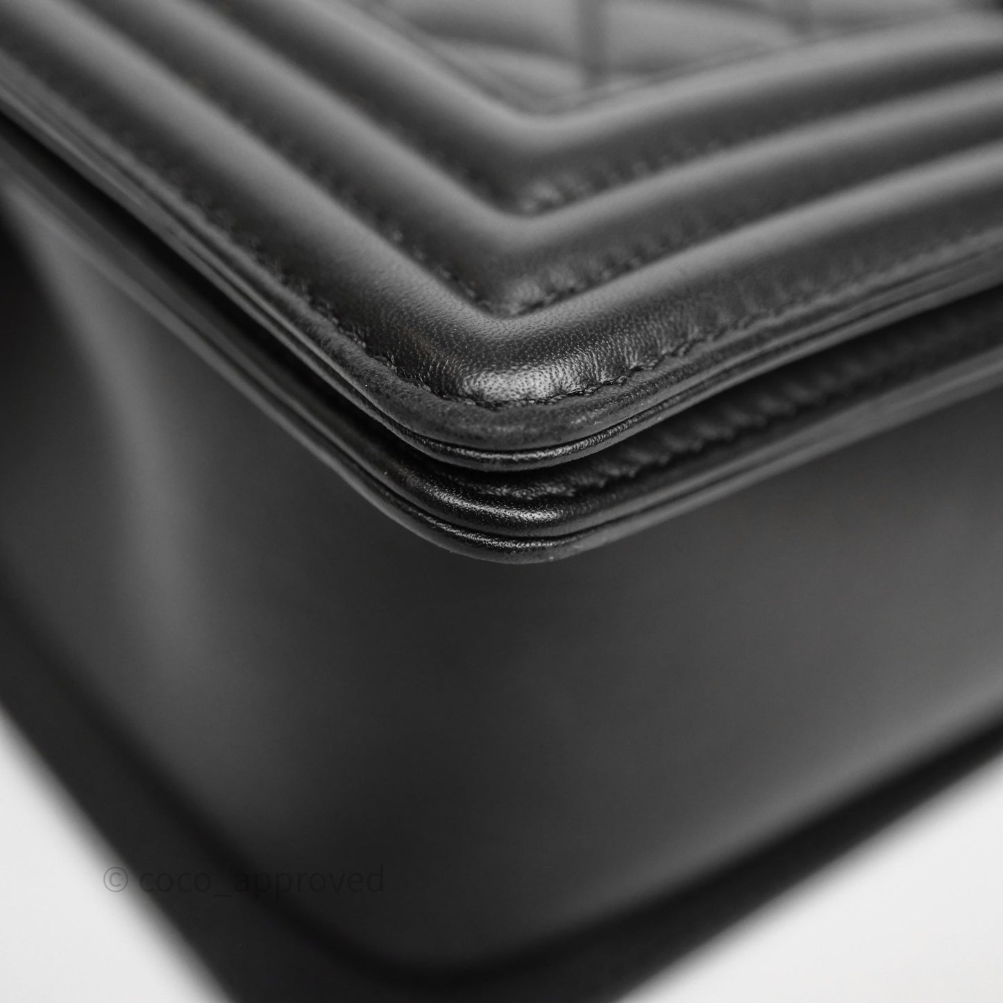 Chanel Quilted Medium Boy Black Calfskin Ruthenium Hardware