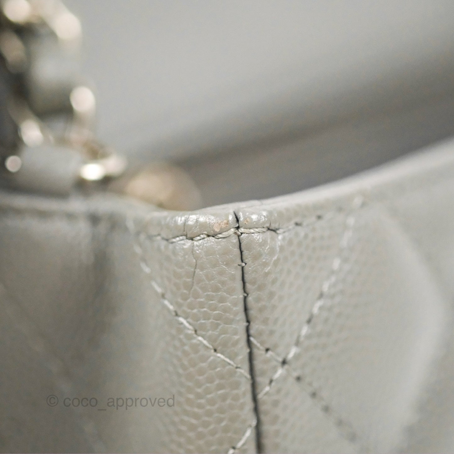 Chanel Quilted Mini Rectangular Flap Grey Caviar Silver Hardware 17B