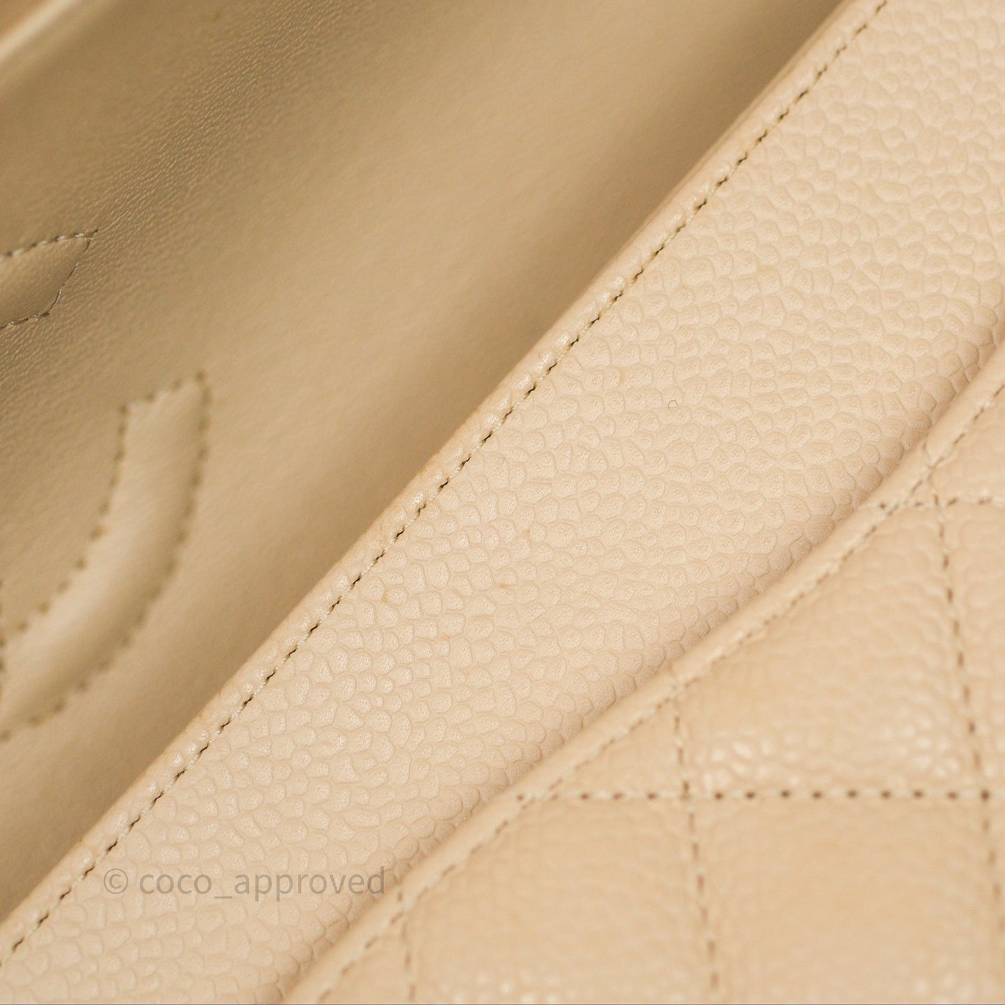 Chanel M/L Medium Classic Flap Quilted Beige Caviar Gold Hardware