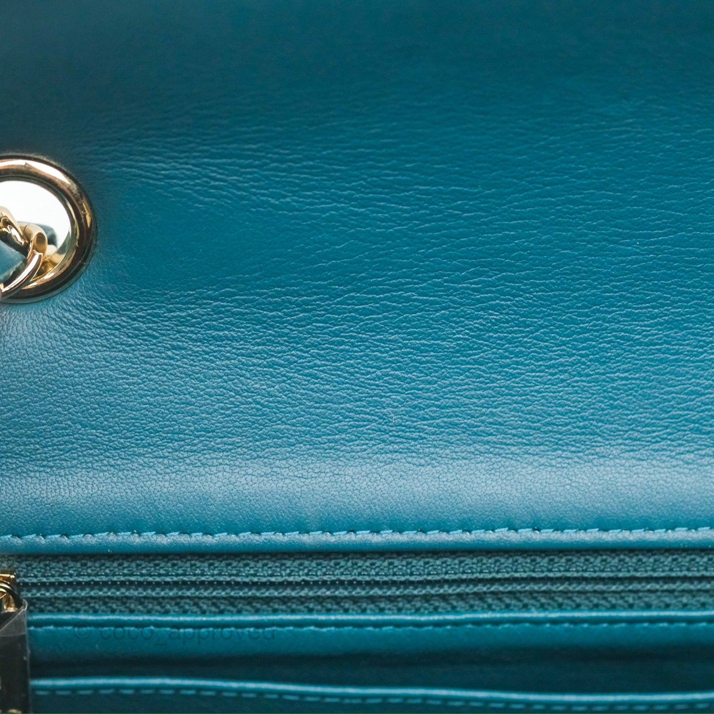 Chanel Mini Rectangular Flap Teal Tweed Gold Hardware