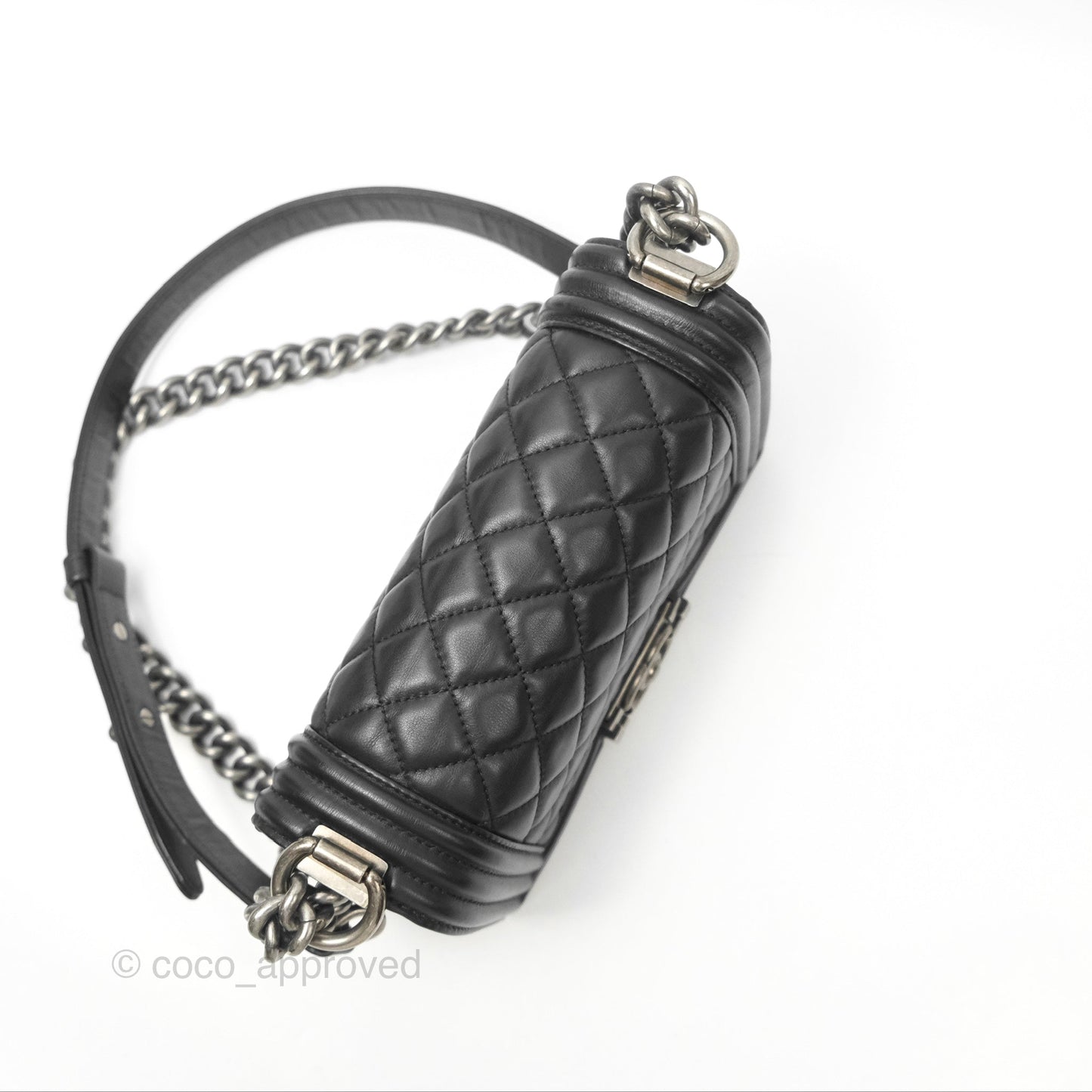 Chanel Small Boy Quilted Black Calfskin Ruthenium Hardware