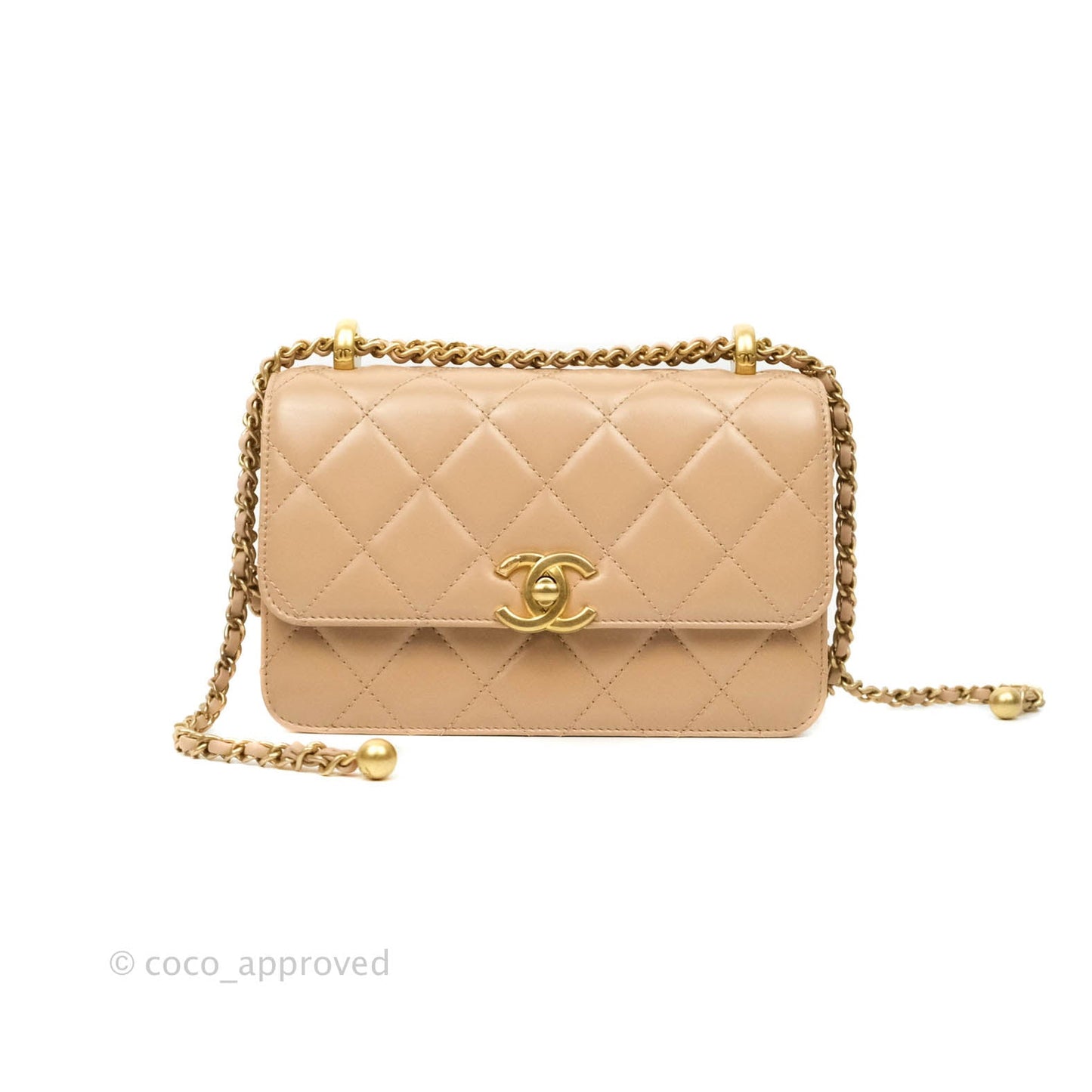 Chanel Quilted Mini Perfect Fit Adjustable Beige Calfskin Gold Hardware 21A