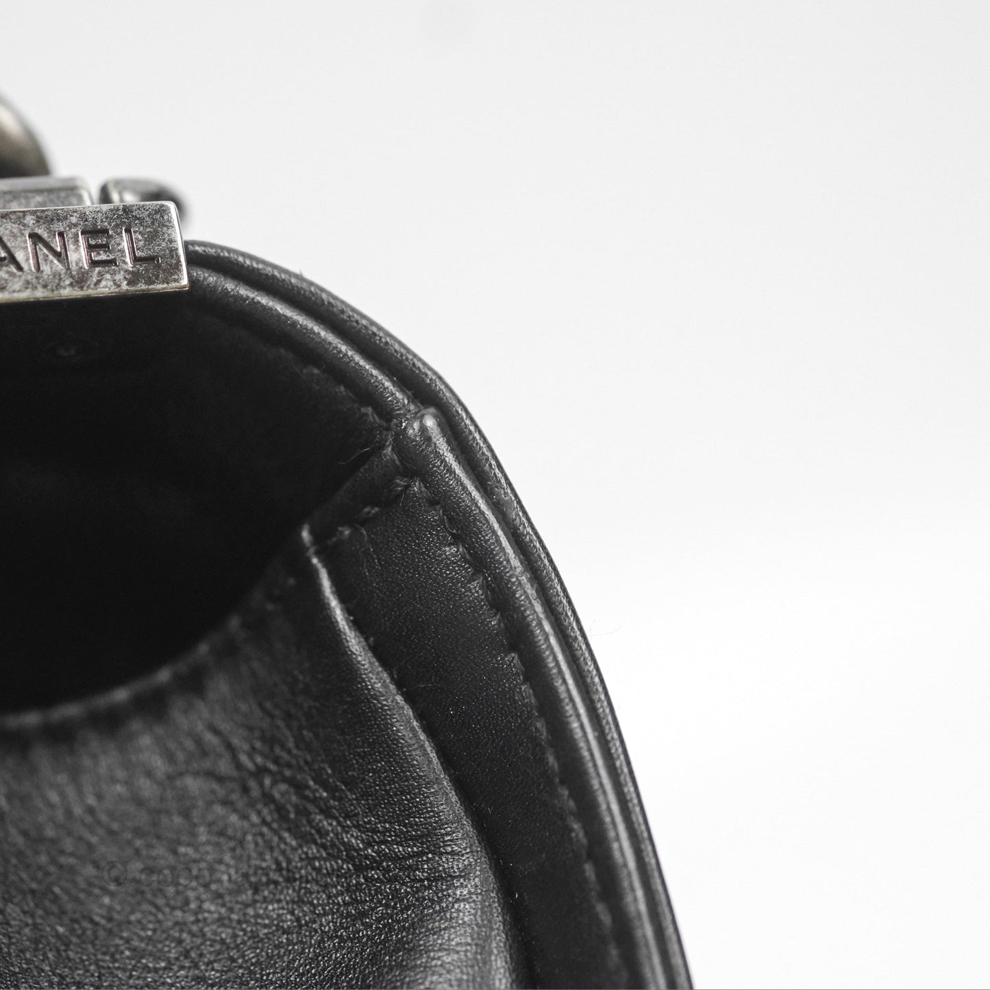 Chanel Small Boy Black Calfskin Ruthenium Hardware