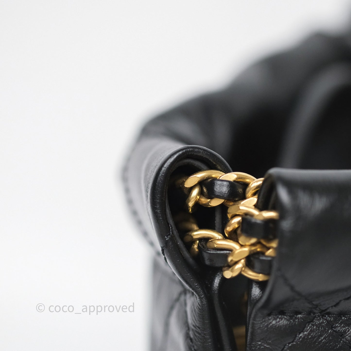 Chanel 22 Mini Bag Black Crumpled Calfskin Aged Gold Hardware