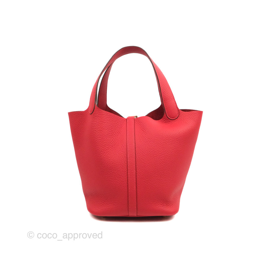 Hermès Picotin 22 Red Rouge Clemence Gold Hardware