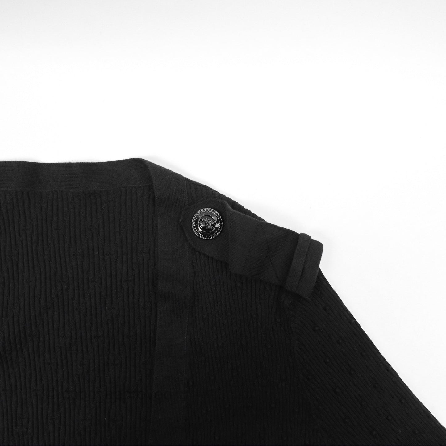 Chanel Ribbed Cardigan Black 16P