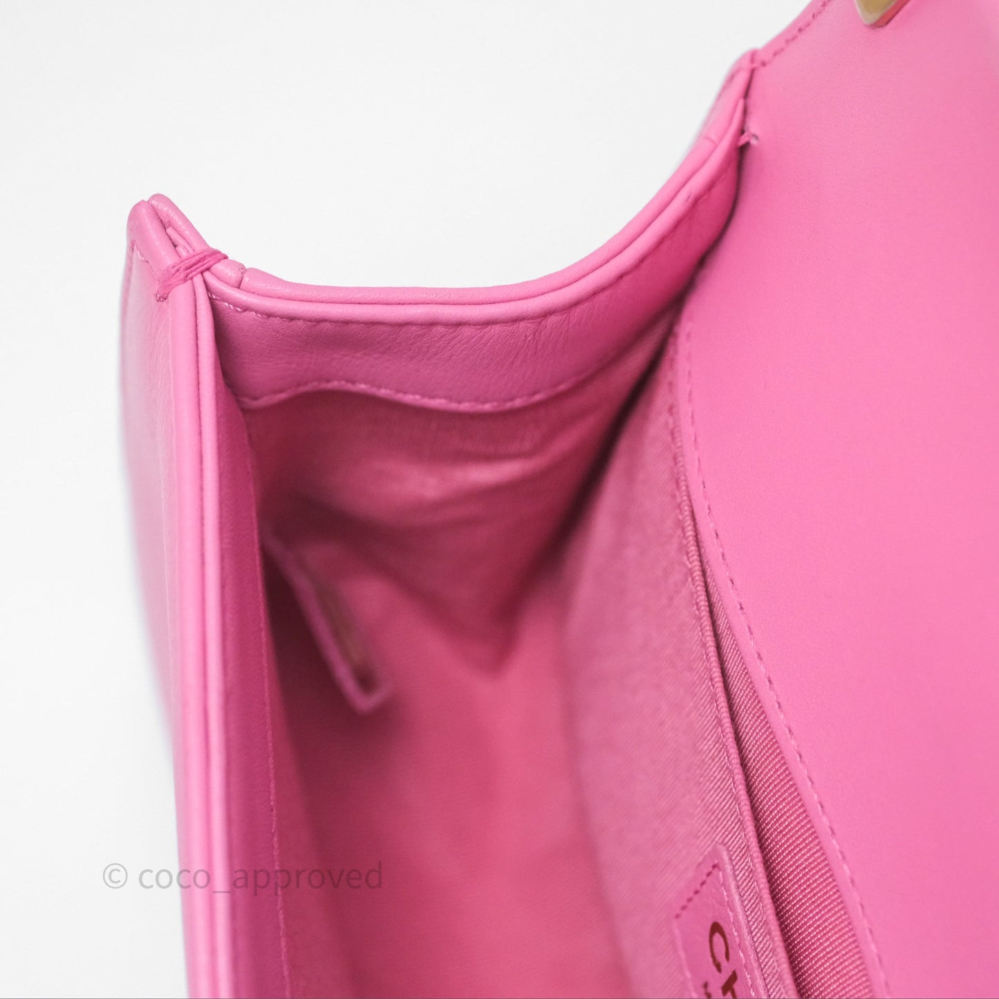 Chanel Small Boy Pink Calfskin Aged Gold Hardware