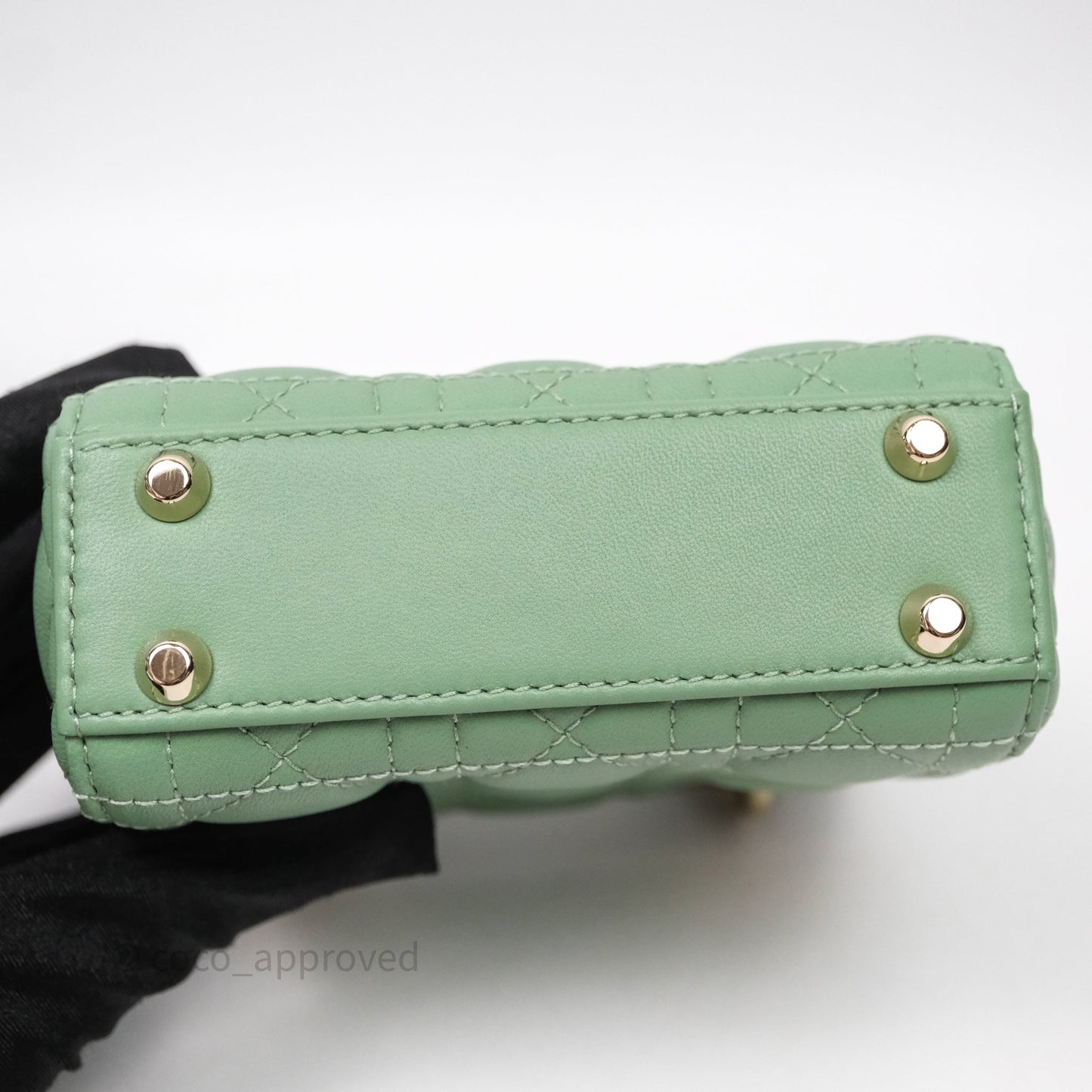 Christian Dior Micro Lady Dior Green Lambskin Cannage Gold Hardware
