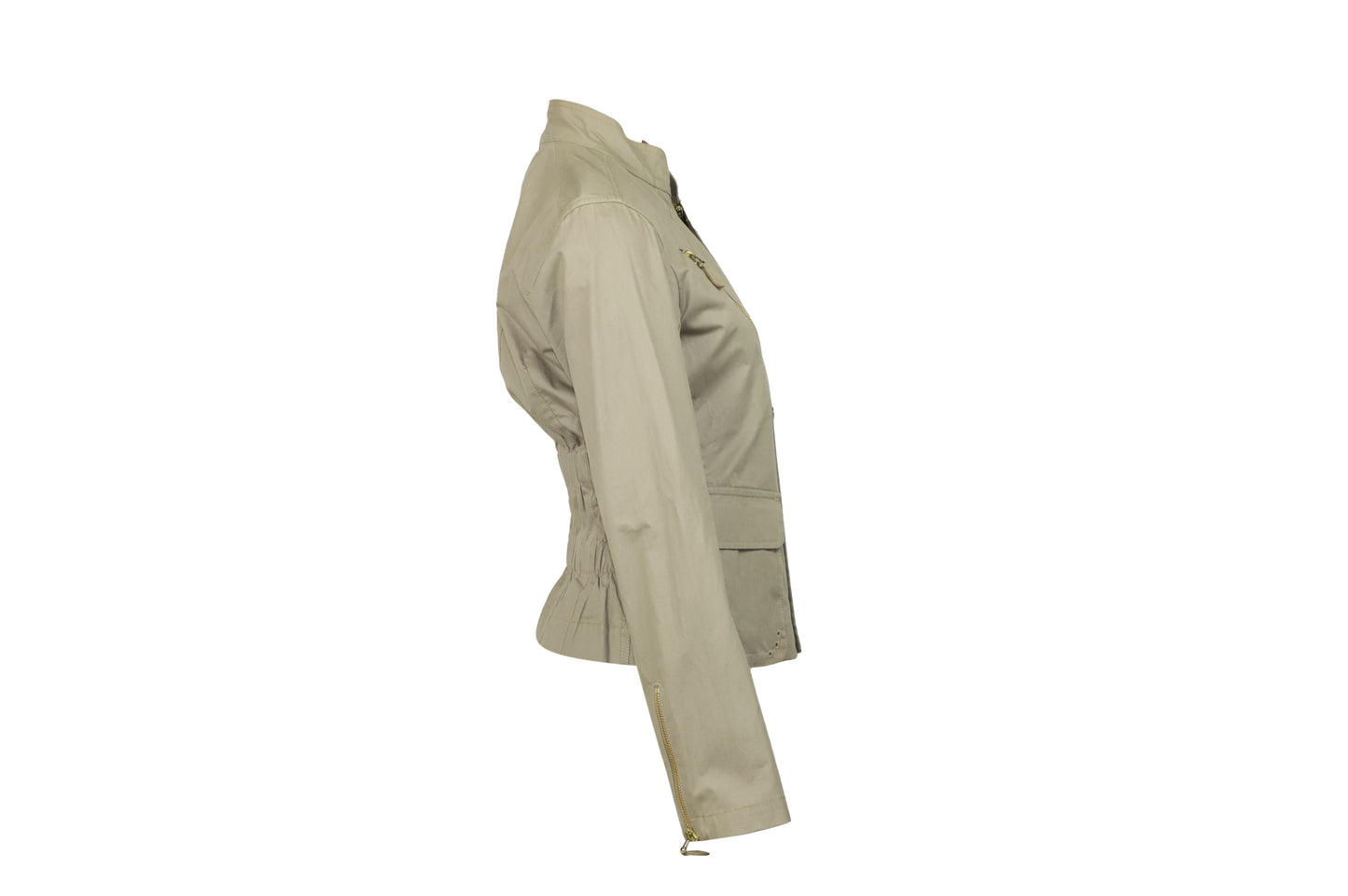Luxury Bottega Veneta Mandarin Collar Jacket in Beige Cotton