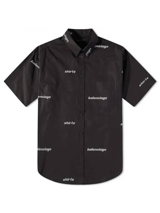 Luxury Balenciaga All-Over Logo Short Sleeve Shirt Black
