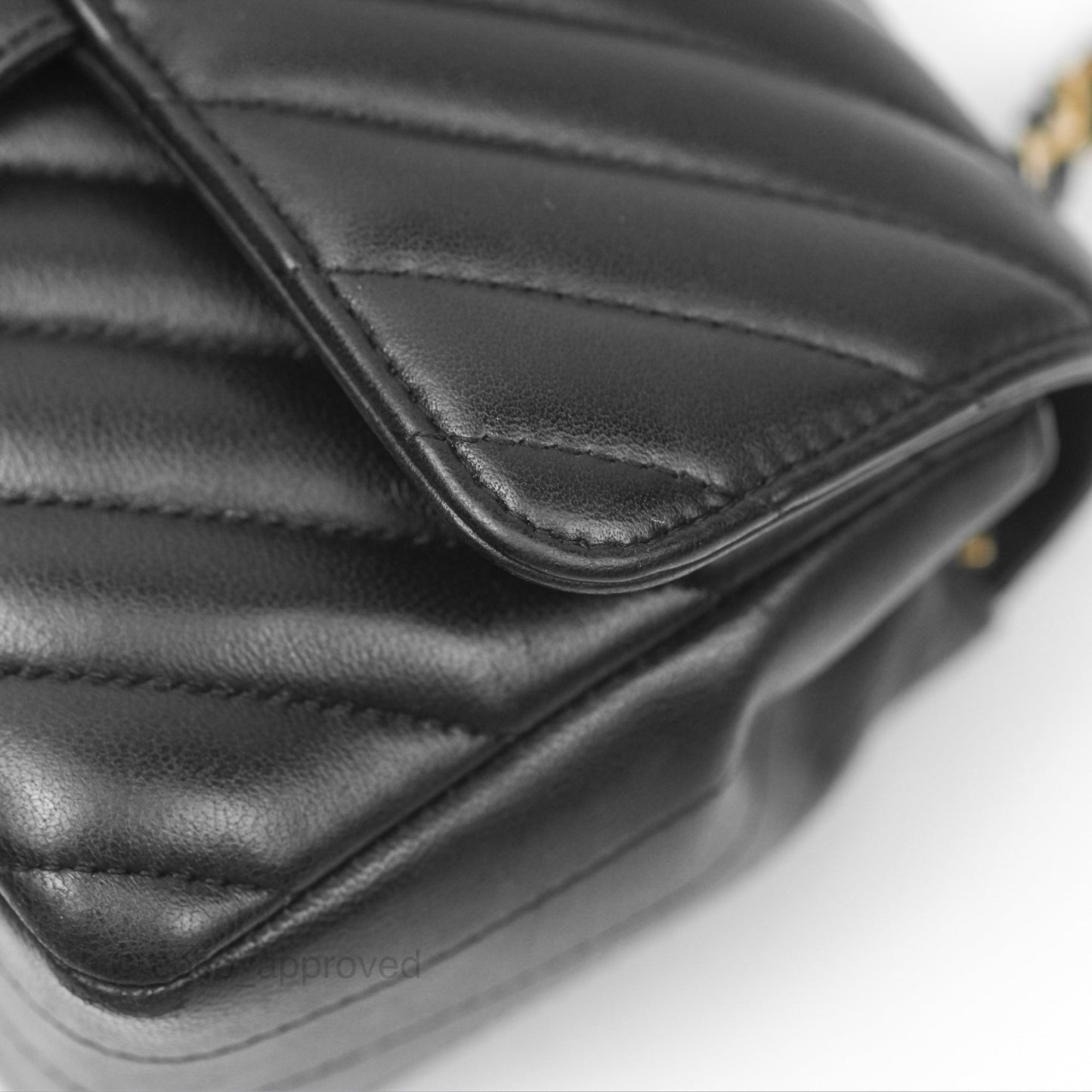 Chanel Chevron Mini Rectangular Black Lambskin Aged Gold Hardware