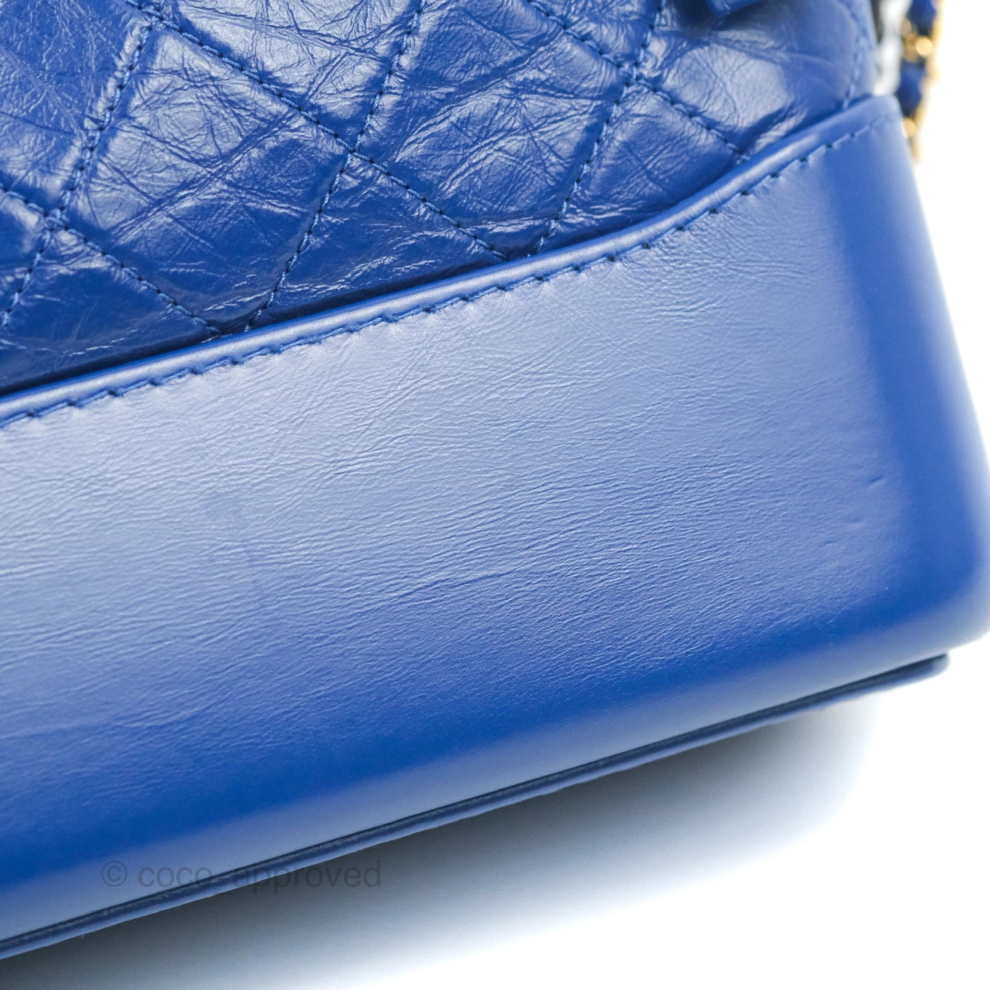 Chanel New Medium Gabrielle Blue Logo Handle Aged Calfskin Mixed Hardware