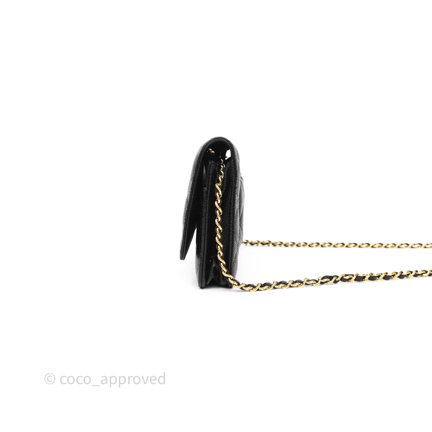 Chanel Classic Wallet On Chain WOC Quilted  Black Caviar Gold Hardware