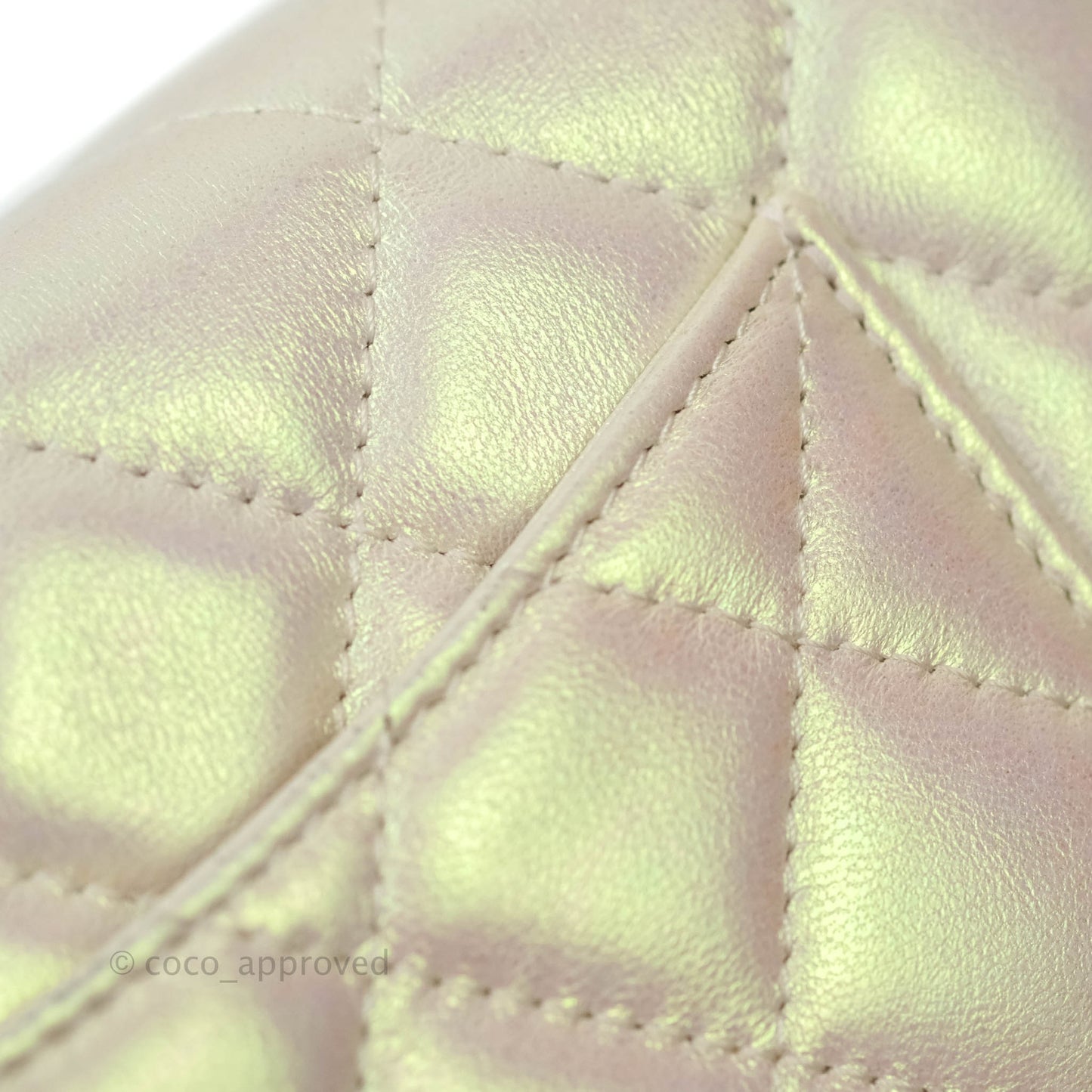 Chanel Quilted Wallet on Chain WOC Iridescent Ivory Light Gold Hardware
