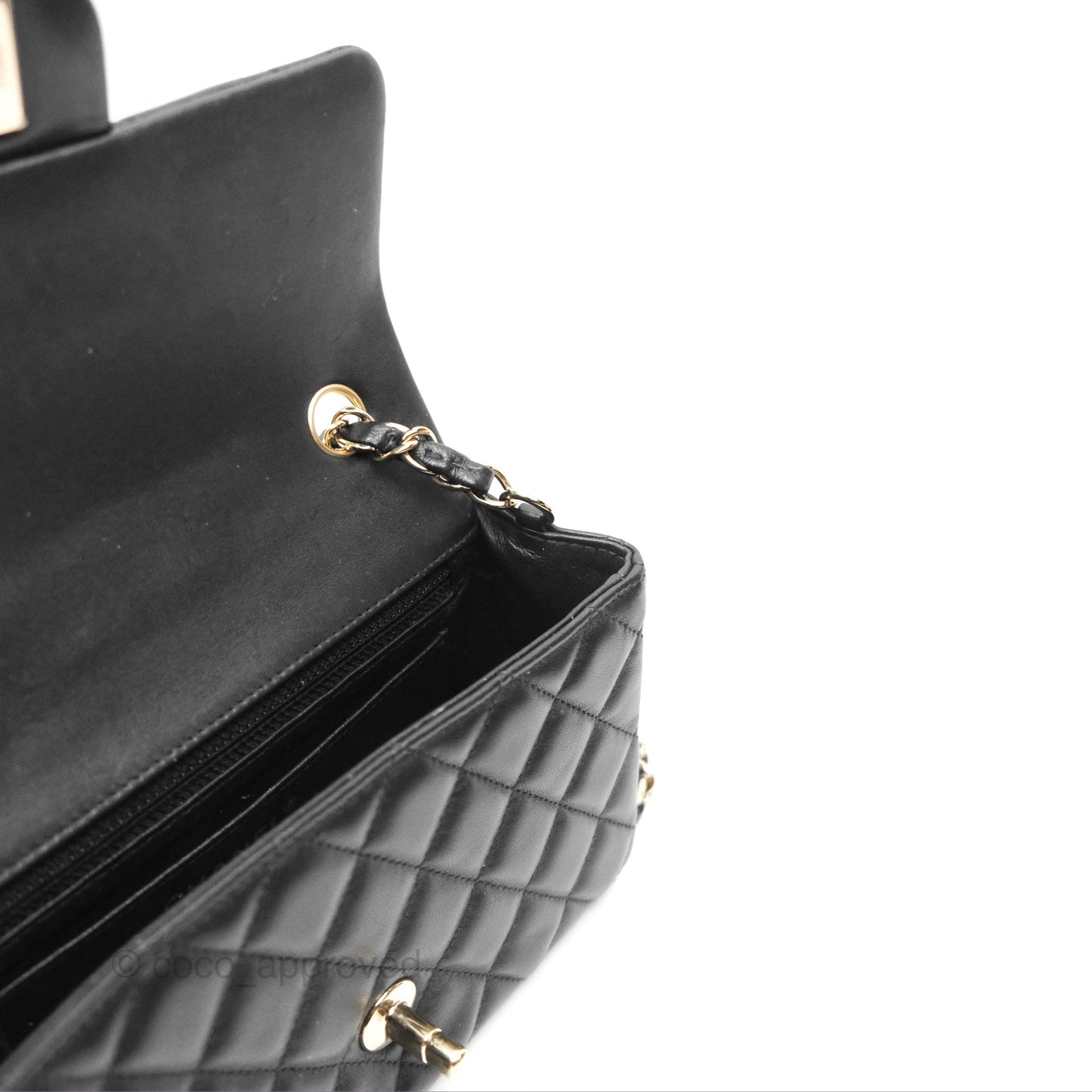 Chanel Mini Rectangular Quilted Black Lambskin Gold Hardware
