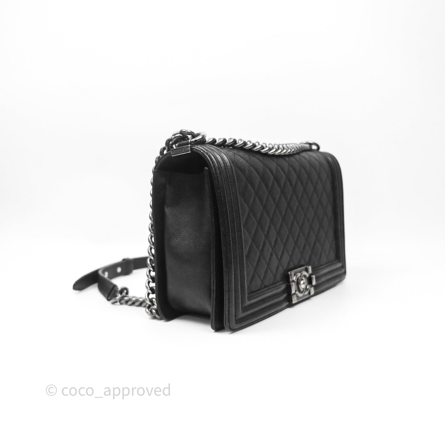 Chanel Quilted New Medium Boy Black Caviar Ruthenium Hardware