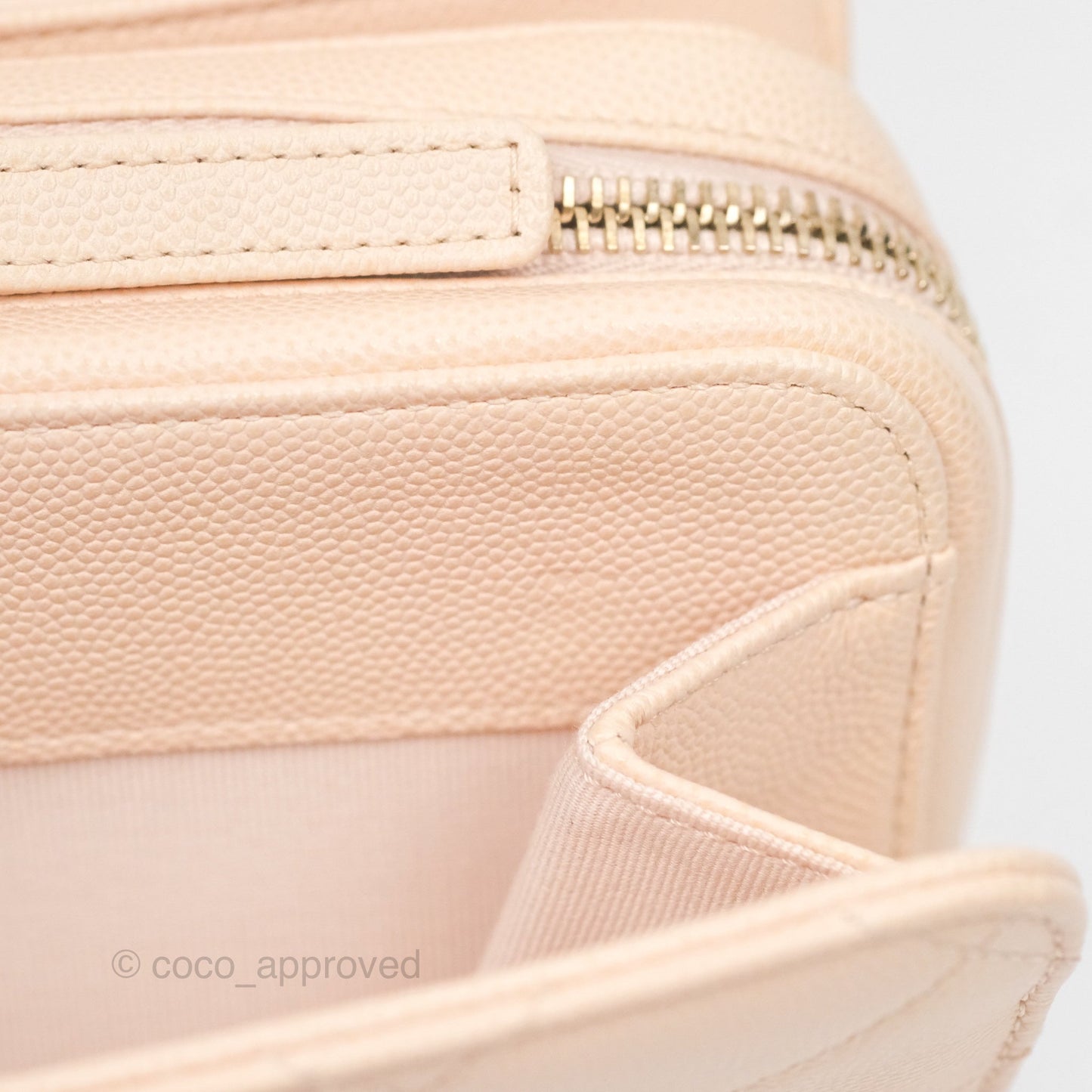 Chanel Quilted Small Like The Wallet Flap Light Beige Pink Caviar Light Gold Hardware 22C