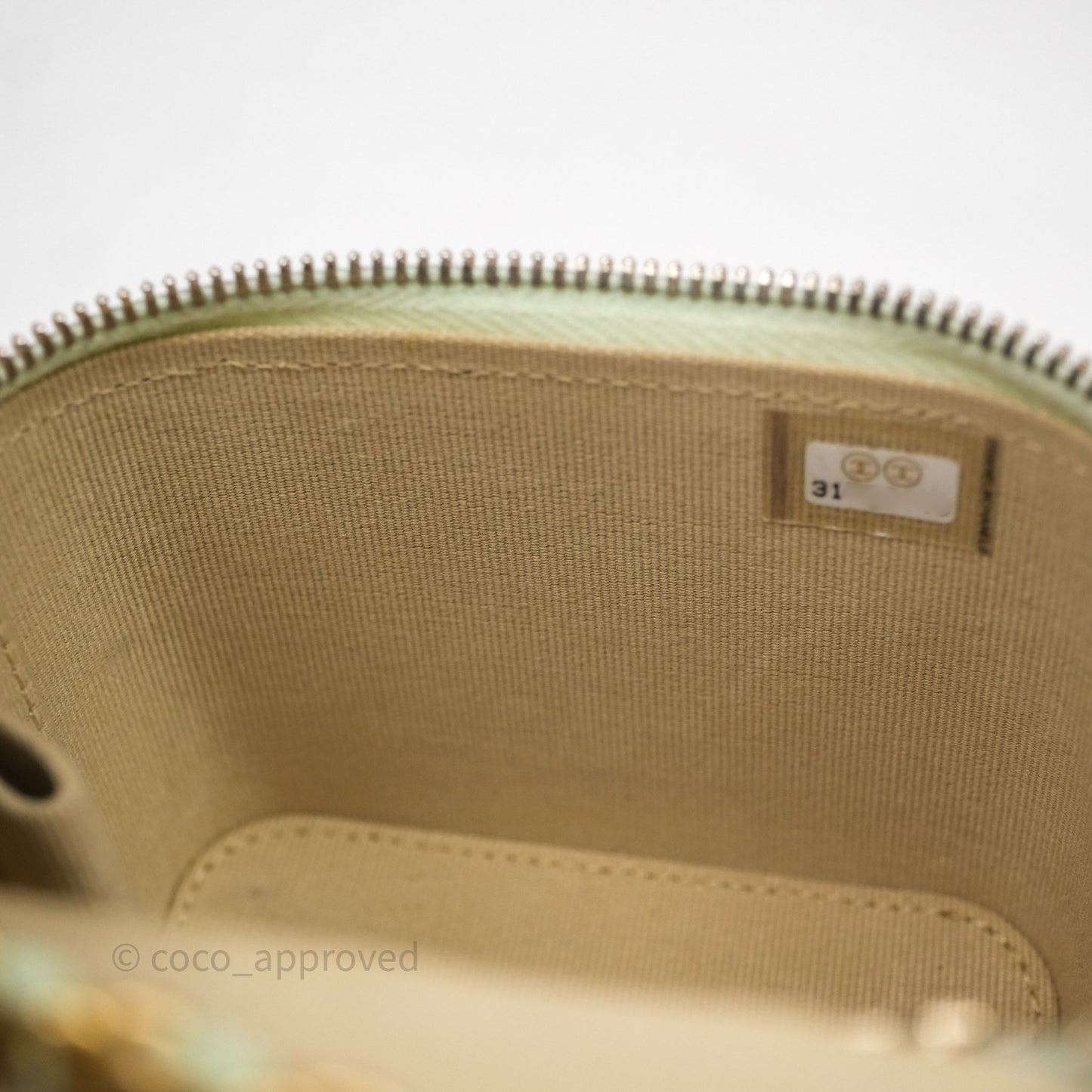 Chanel Mini Pearl Crush Vanity With Chain Green Aged Gold Hardware
