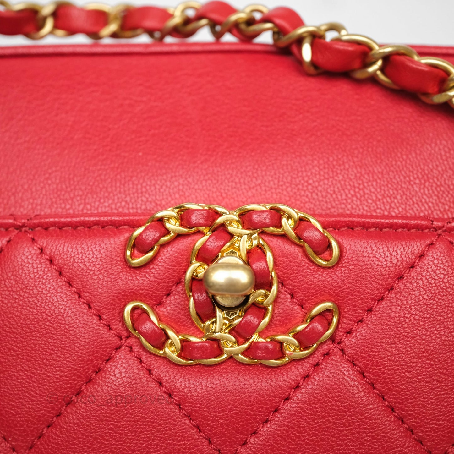 Chanel Infinity Camera Case Red Goatskin Aged Gold Hardware