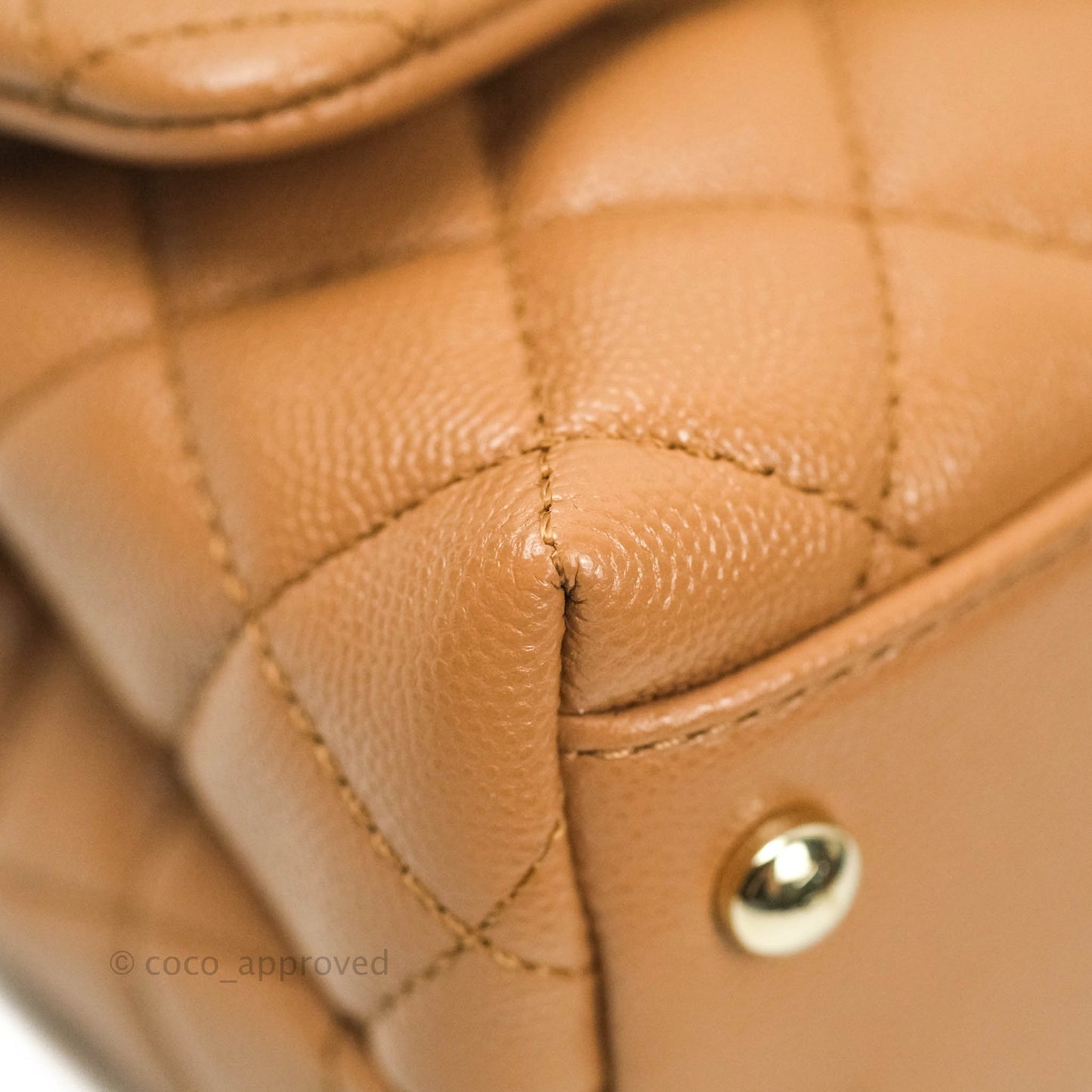 Chanel Quilted Extra Mini Coco Handle Dark Beige Caviar Gold Hardware 21P