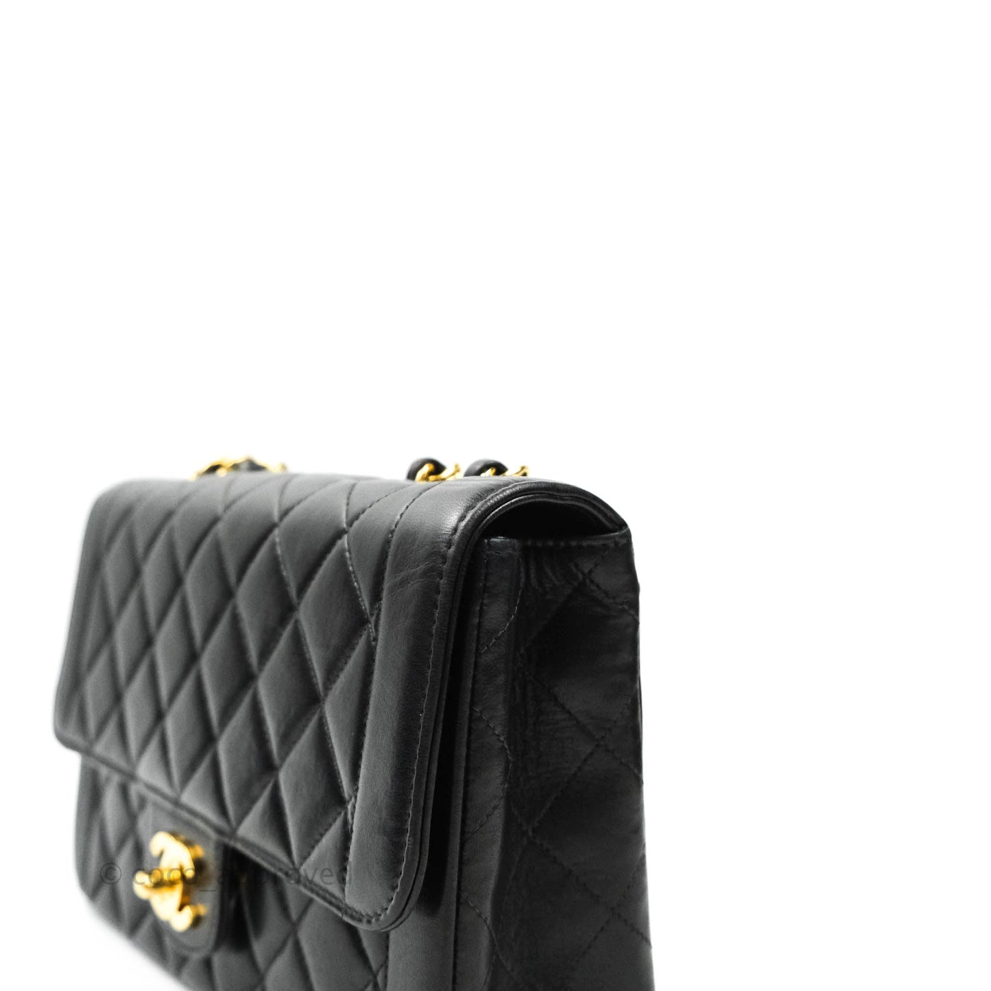 Chanel Vintage Small Flap Bag Black Lambskin 24K Gold Hardware