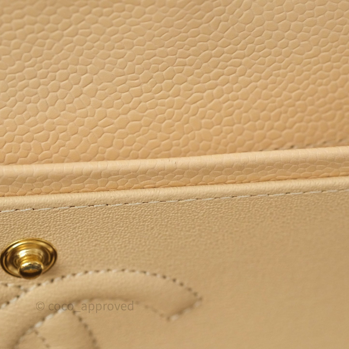 Chanel Small Classic Flap Quilted Beige Caviar Gold Hardware