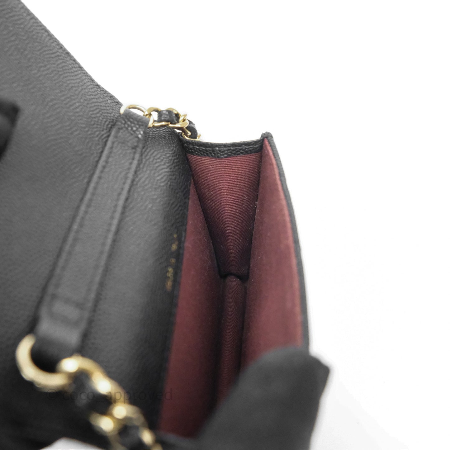 Chanel Mini Wallet With Chain Black Caviar Gold Hardware