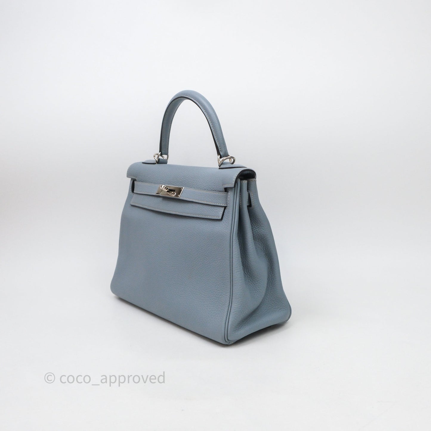 Hermès Kelly 28 Bleu Lin J7 Togo Palladium Hardware