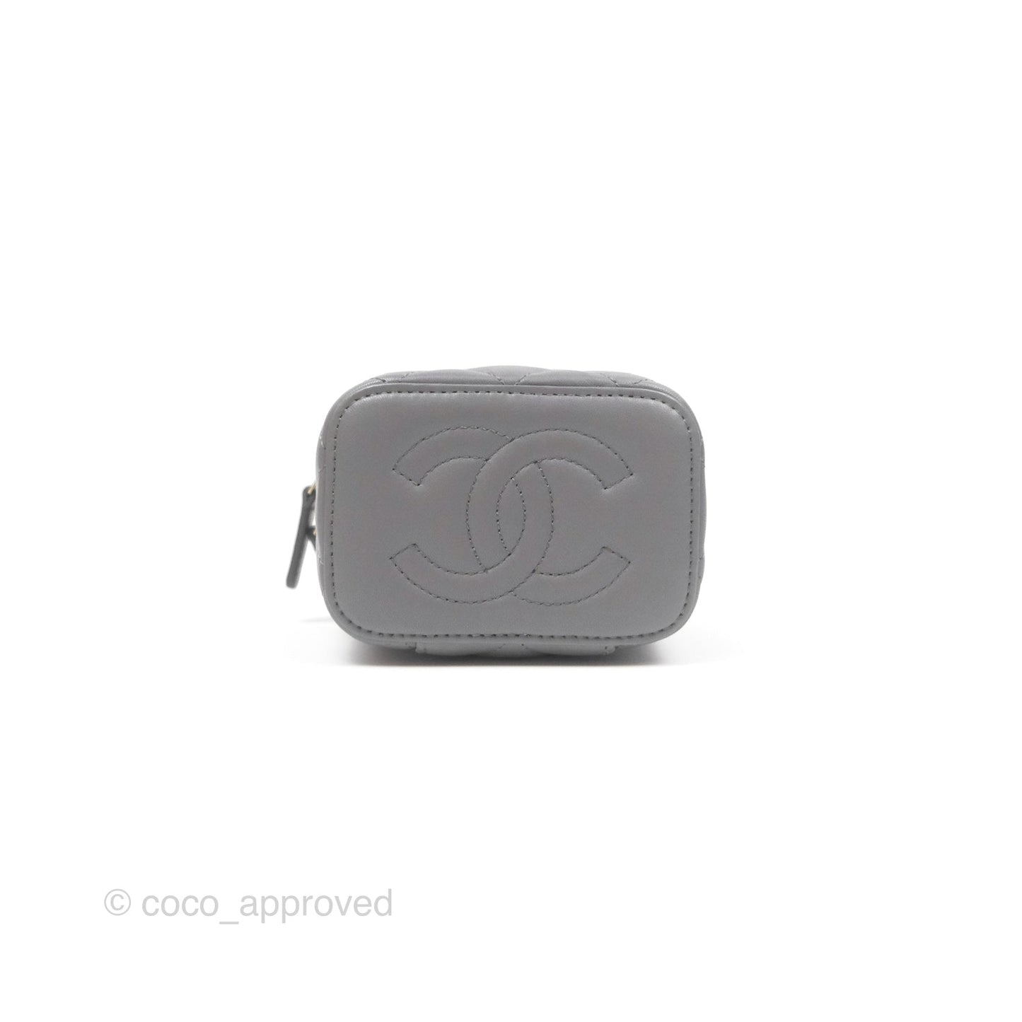 Chanel Mini Top Handle Vanity With Chain Grey Lambskin Gold Hardware