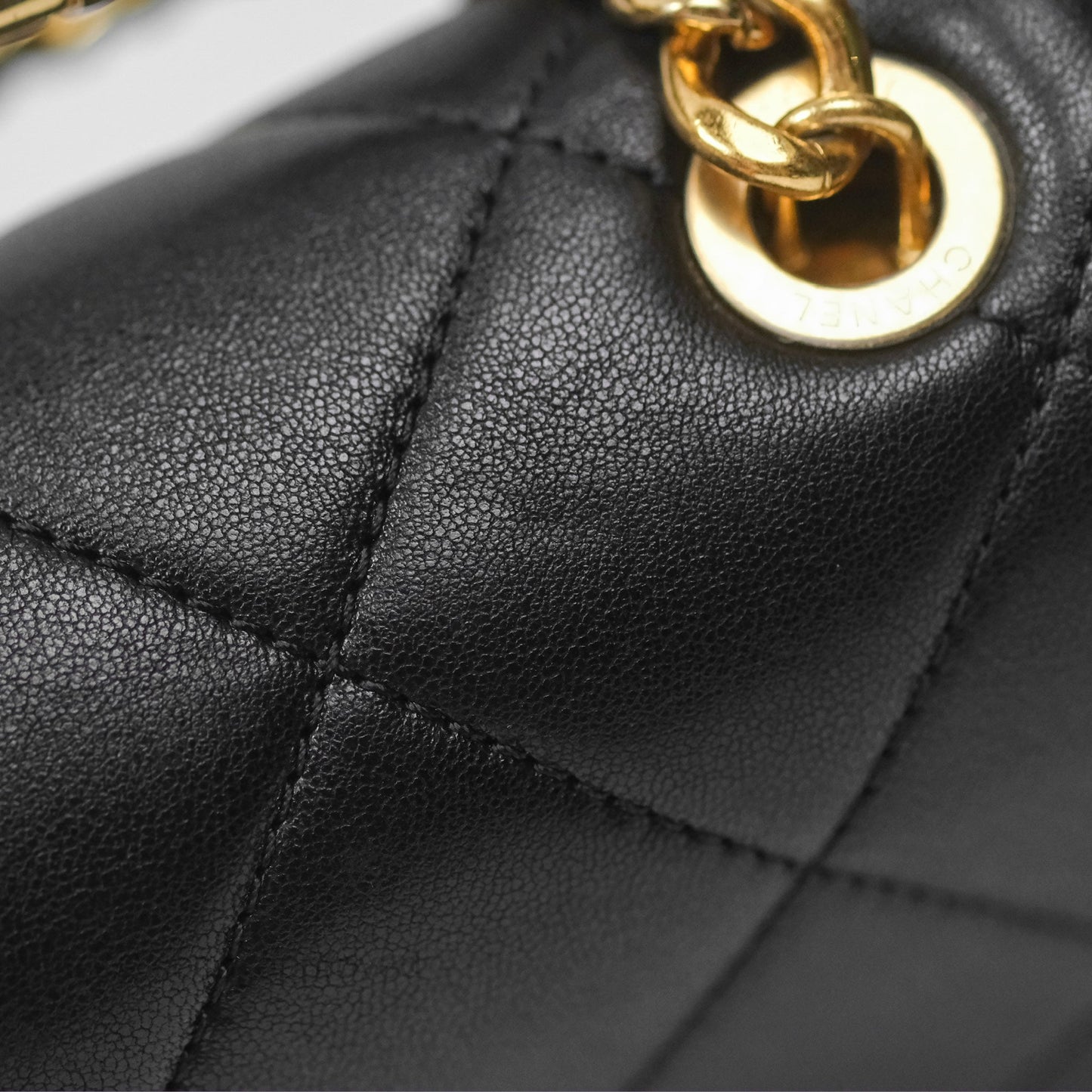 Chanel Mini Top Handle Flap Black Lambskin Aged Gold Hardware 23C