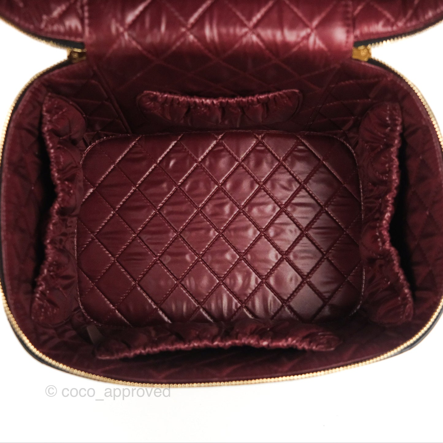Chanel Classic Cosmetic Vanity Pouch Quilted Black Lambskin Gold Hardware