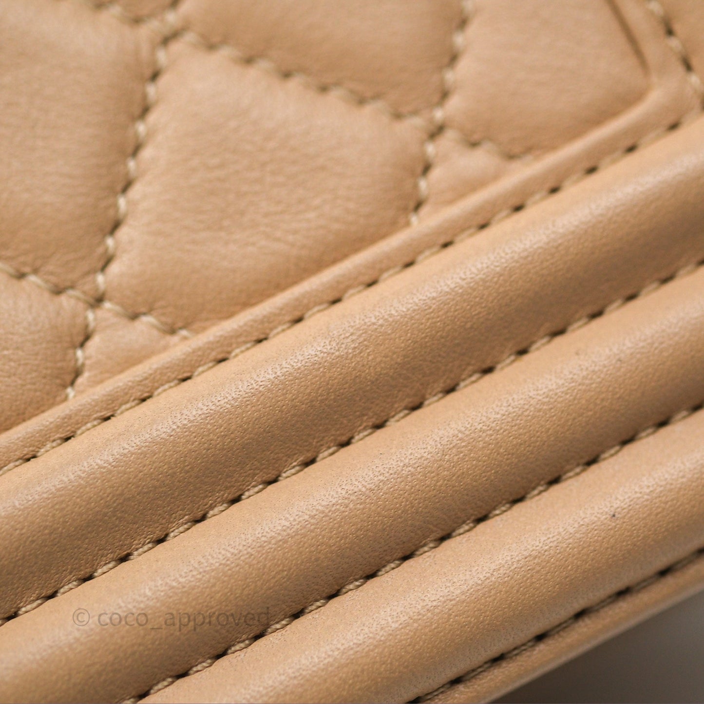 Chanel Boy Quilted Medium Beige Calfskin Gold Hardware