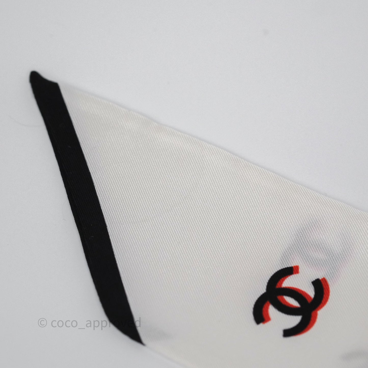Chanel Logo Silk Twilly White Multicolor