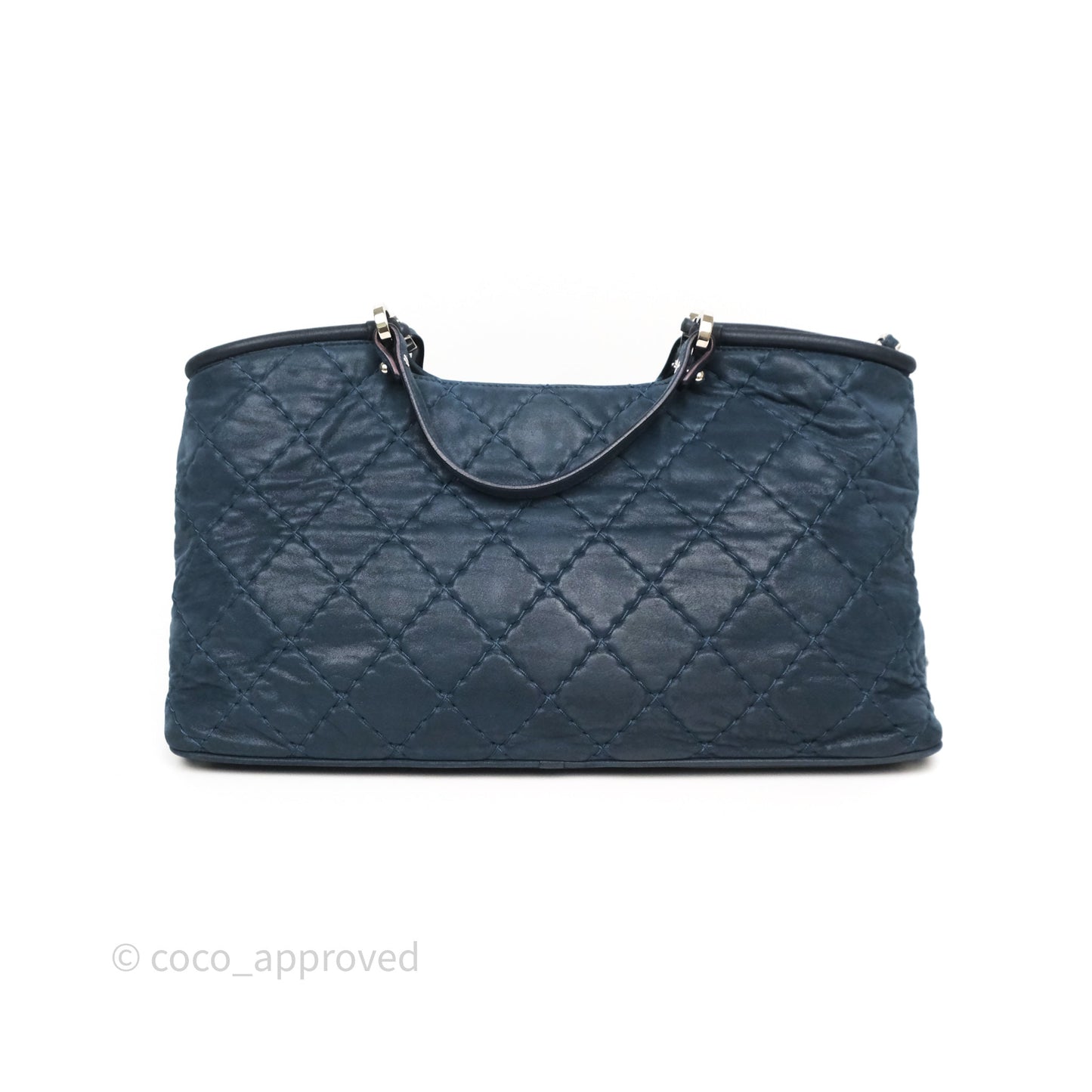 Chanel Small Sea Hit Tote Navy Iridescent Calfskin Silver Hardware