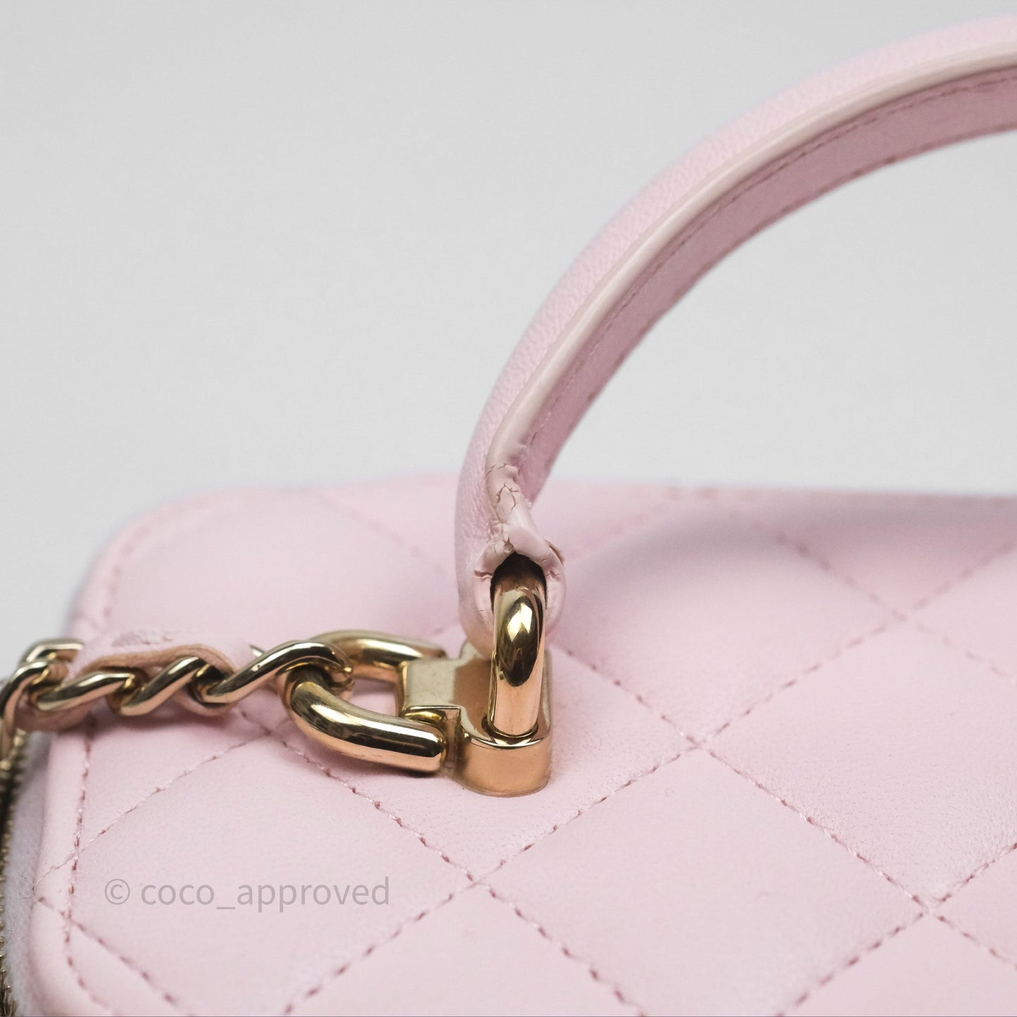Chanel Vanity Rectangular Top Handle Light Pink Lambskin Gold Hardware