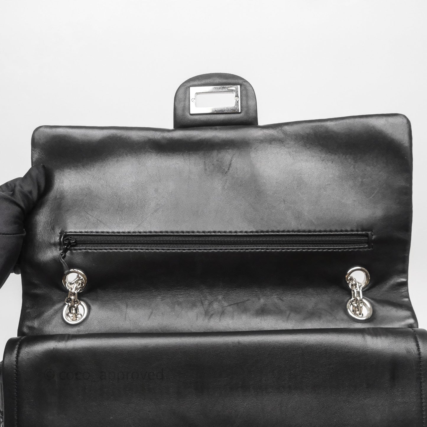 Chanel 2.55 Reissue Glazed Calfskin So Black 227 Silver Hardware