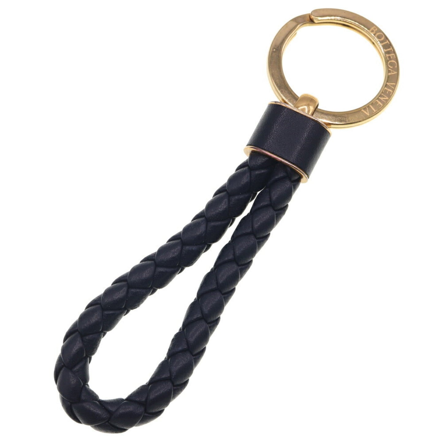 Luxury Bottega Veneta  Navy  Leather Metal Keyring ()