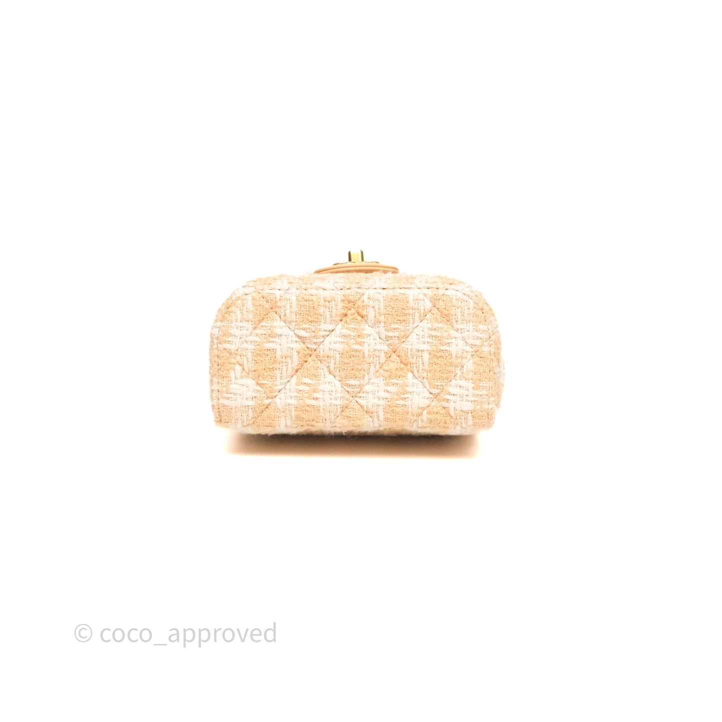 Chanel Vanity Case with Top Handle Orange Apricot Tweed Aged Gold Hardware