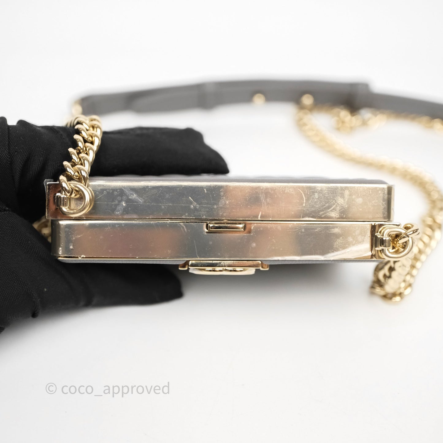 Chanel Grey Boy Mini Clutch Lambskin Gold Hardware