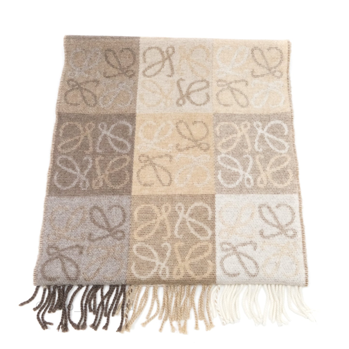 Loewe Anagram Wool Cashmere Scarf Beige