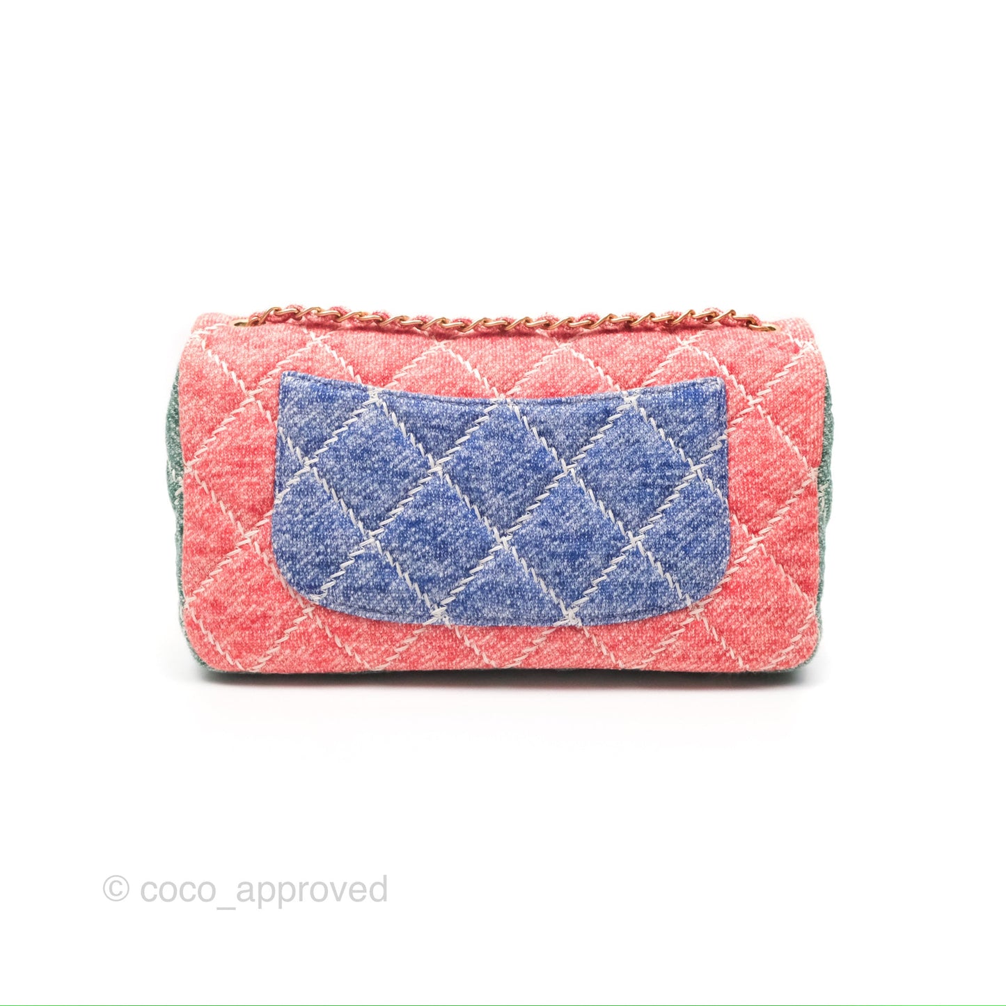 Chanel Denim Quilted Medium Flap Rainbow Gold Hardware