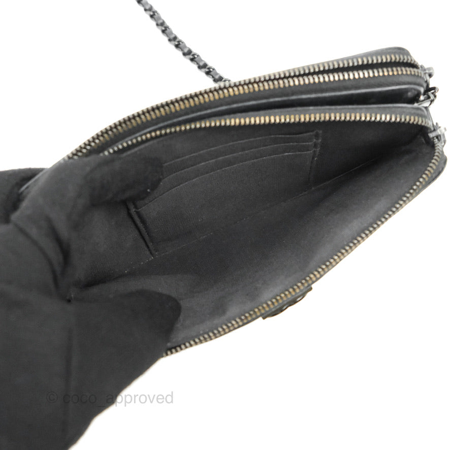 Chanel Le Boy Double Zip Wallet On Chain So Black Lambskin