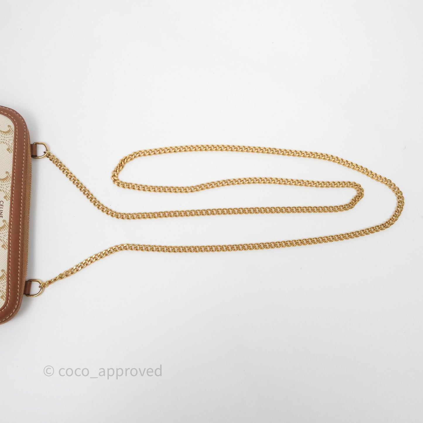 Celine Clutch With Chain Triomphe Canvas White/Tan