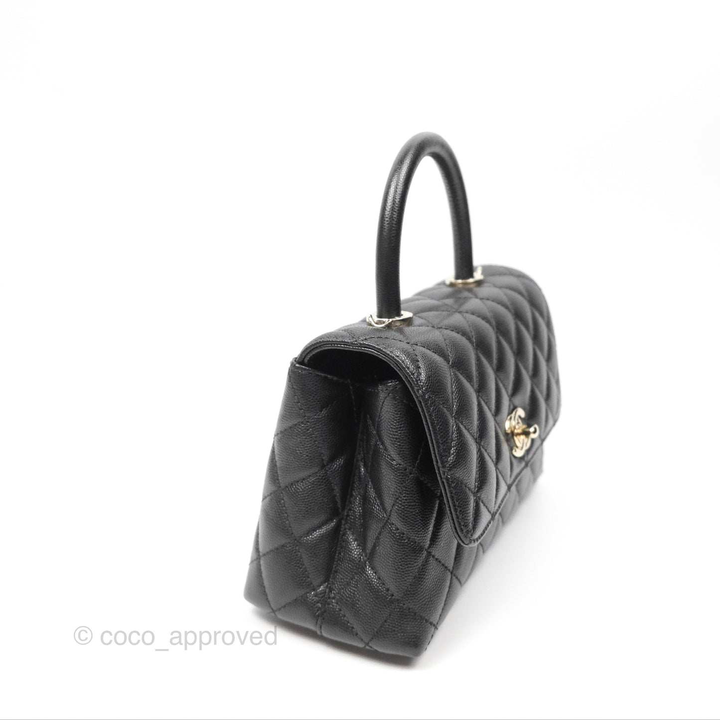 Chanel Small Coco Handle Quilted Black Caviar Gold Hardware