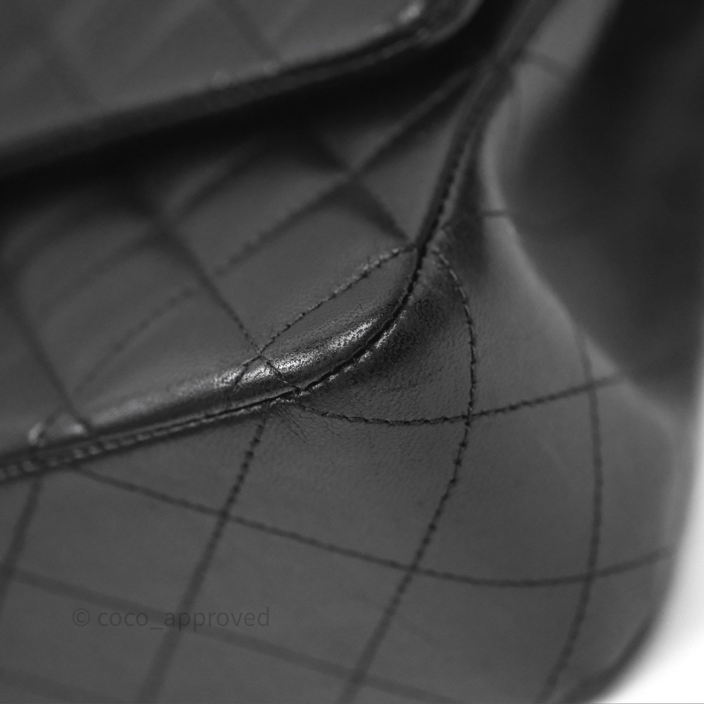 Chanel Classic M/L Medium Flap Quilted Black Lambskin Silver Hardware